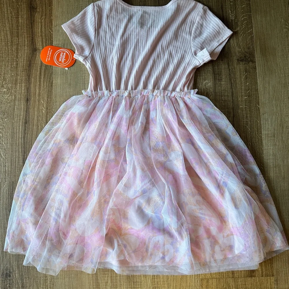 NWT Girls Size M (7/8) Pink Flutter Sleeve Sundress with heart details - Picture 3 of 4